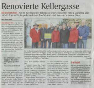 Renovierte Kellergasse; NÖN vom 25.1.2017